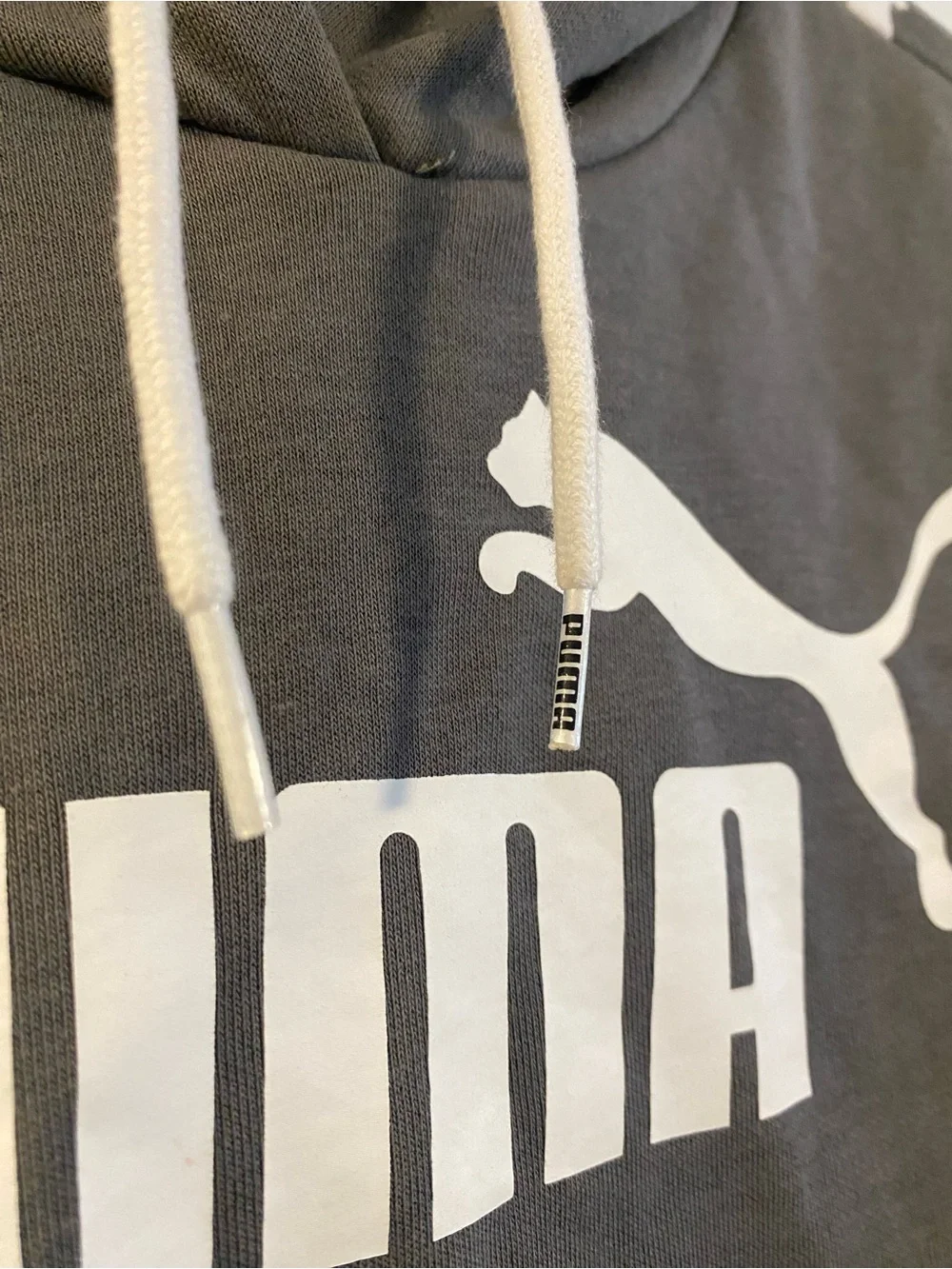 Puma Charcoal Cropped Hoodie with White Logo